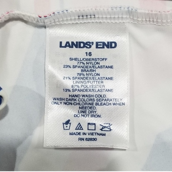 Lands' End Classic Cobalt Beach Umbrella Square Neck Tankini - Picture 9 of 9